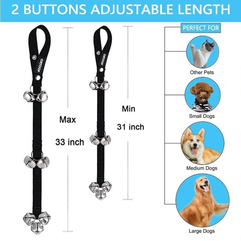 Dog Doorbell Training Strap with Silver Bells (set of two)